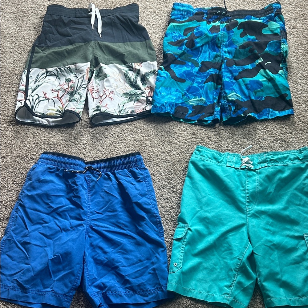 Teal Men's Swim Shorts with Logo